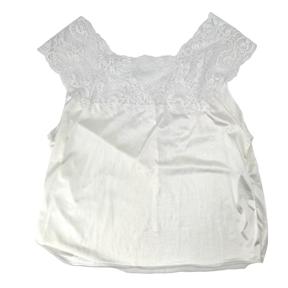 Vintage 80s 90s White Lace V-Neck Cami Slip Top Size 1X - Picture 8 of 11